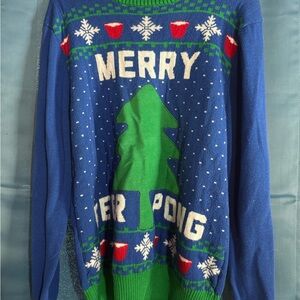 Hybrid & Company Blue and Green Holiday Sweater